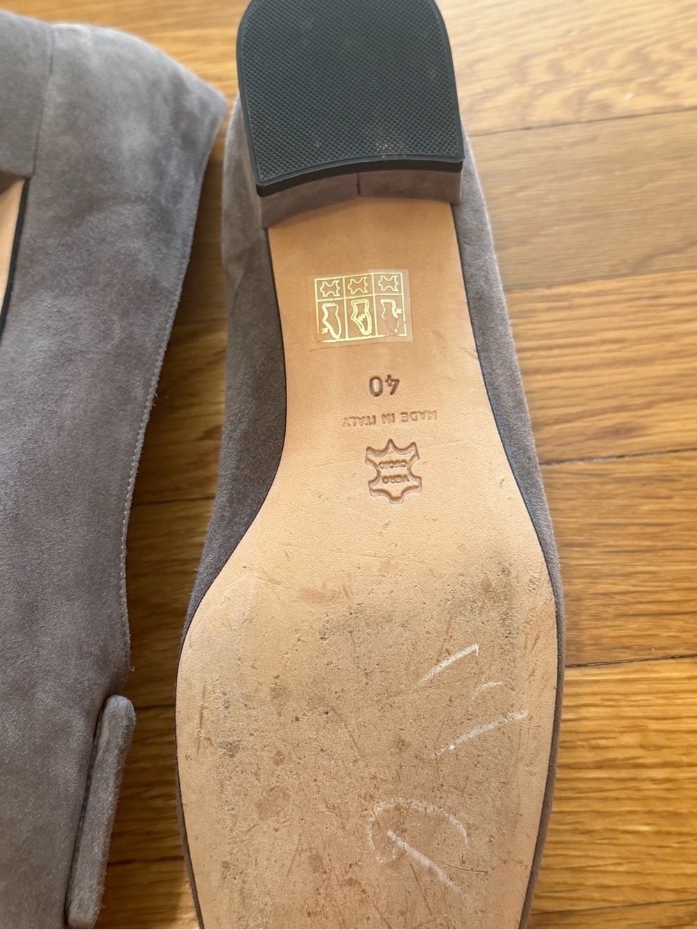 ANN MASHBURN Buckle Square Toe Ballet Flats Gray Suede Leather Shoes 40 9 9.5 - Picture 9 of 11